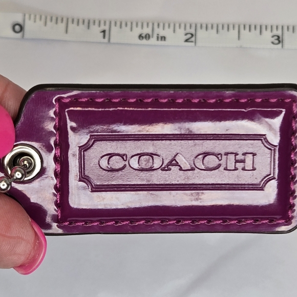 Coach Purple Leather Hang Tag 2 1/2" - Picture 1 of 2